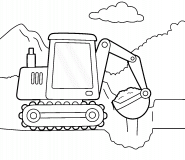 Excavator on a construction site - coloring page n° 1012