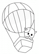 Cat flying in a Hot Air Balloon - coloring page n° 1014