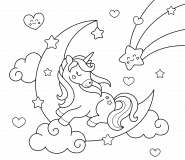 Unicorn Sleeping on the Moon - coloring page n° 1044