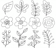 Autumn Leaves and Flowers - coloring page n° 1062
