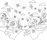 Pathway in the Autumn Forest - coloring page n° 1063
