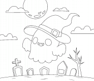Ghost in a Graveyard - coloring page n° 1064