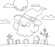 Ghost in a Graveyard - coloring page n° 1064