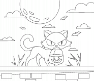 Black Cat on a Roof - coloring page n° 1069