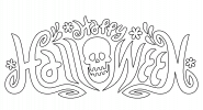 Halloween lettering with a Skull - coloring page n° 1074