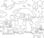 Halloween Pumpkin with Candles - coloring page n° 1079