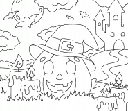 Halloween Pumpkin with Candles - coloring page n° 1079