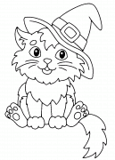 Cat with a Witch Hat - coloring page n° 1085