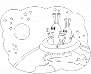 Flying UFO with Aliens under the Earth  - coloring page n° 109
