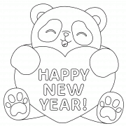 Happy New Year (with a cute panda) - coloring page n° 1109