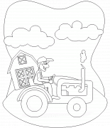 A farmer driving a tractor - coloring page n° 111