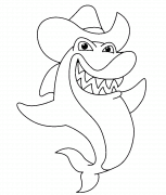 Funny Shark with a Cowboy Hat - coloring page n° 1117