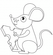 Funny Mouse with a Piece of Cheese - coloring page n° 1119