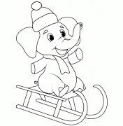 Elephant on a Sledge - coloring page n° 1122