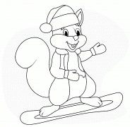 Squirrel Snowboarding - coloring page n° 1124