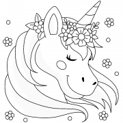 Cute Unicorn with Flowers - coloring page n° 1183