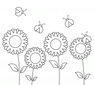 Ladybugs flying in a Sunflower Garden - coloring page n° 1193