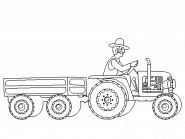 A farmer driving an old tractor - coloring page n° 12