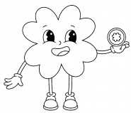 Cartoon Shamrock holding a Gold Coin - coloring page n° 1210