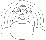 Funny Leprechaun inside a Cauldron - coloring page n° 1227