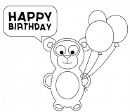 Happy Birthday (Funny Monkey Holding Balloons) - coloring page n° 1231