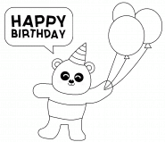 Happy Birthday (Cute Panda Holding Balloons) - coloring page n° 1232