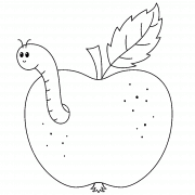 Funny Worm in a Red Apple - coloring page n° 1238