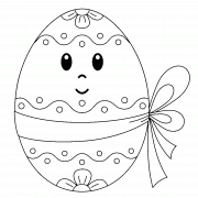 Cartoon Easter Egg with a Yellow Bow - coloring page n° 1240