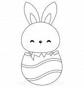 Funny Bunny in a broken Easter Egg - coloring page n° 1250