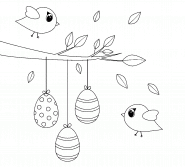 Easter Eggs hanging from a Tree Branch - coloring page n° 1251