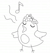 Cute Chick with Flowers - coloring page n° 1252