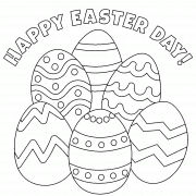 Happy Easter (Greeting with Colorful Eggs) - coloring page n° 1256