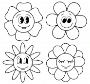 Flower Emoticons  - coloring page n° 1269