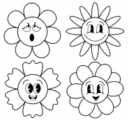 Smiley Flowers - coloring page n° 1270