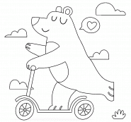 Funny Bear Riding a Bicycle - coloring page n° 1273