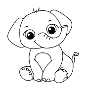 Cute Little Elephant - coloring page n° 1291