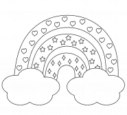Stylized Rainbow with Clouds - coloring page n° 1295