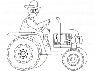 A farmer sitting on his old tractor - coloring page n° 13