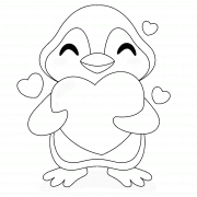 Cartoon Penguin holding a Big Heart - coloring page n° 1313