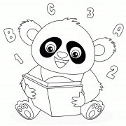 Panda Reading a Book - coloring page n° 1319
