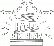 HAPPY BIRTHDAY cake - coloring page n° 1321
