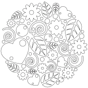 Cute Floral Composition with Hearts - coloring page n° 1324