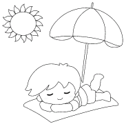 Child Relaxing on the Beach - coloring page n° 1325