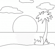 Sunset at the Beach - coloring page n° 1326