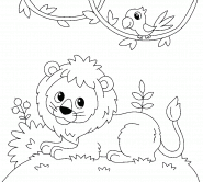 Cartoon Lion in the Jungle - coloring page n° 1337