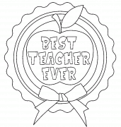 Best Teacher Badge - coloring page n° 1354