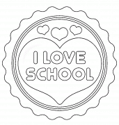 I Love School Bagde - coloring page n° 1356