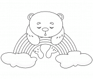 Teddy Bear Sleeping on a Rainbow - coloring page n° 1360