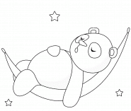 Funny Panda sleeping in a Hammock - coloring page n° 1361