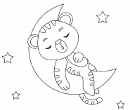 Tiger Cub Sleeping on the Moon - coloring page n° 1362